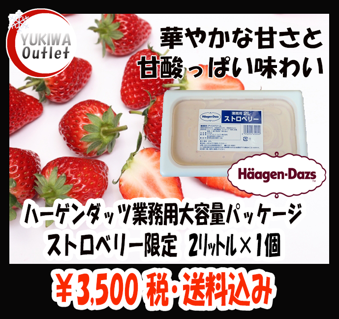 アウトレット ハーゲンダッツ業務用大容量パッケージ ストロベリー限定 2ﾘｯﾄﾙ×1個￥3,500 税・送料込み | ゆきわセレクトショップ